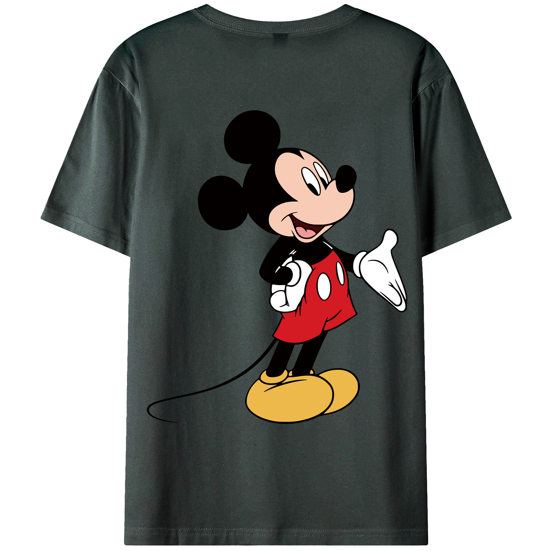 ミッキーマウス Mickey Mouse 綿100％ メンズ半袖Tシャツ（バックプリント） 通気性